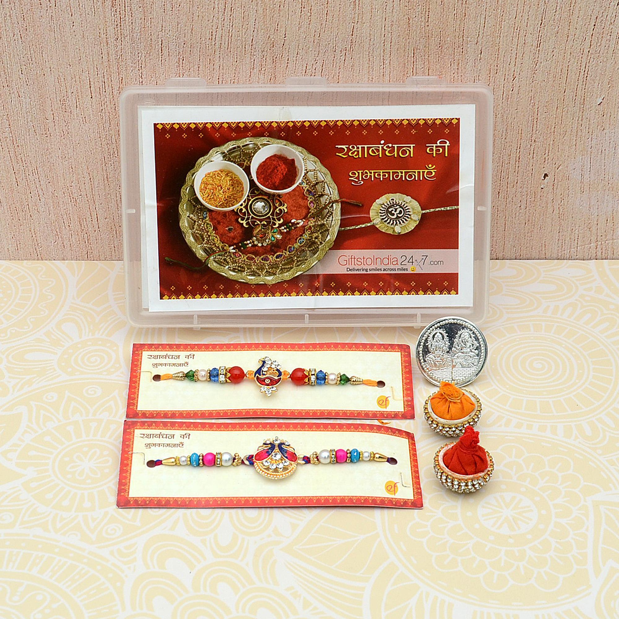 Set Of Exclusive Peacock Set Set Of Rakhis