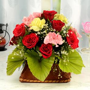 Basket with lovely flowers Basket with lovely flowers