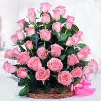 Pink Roses Basket