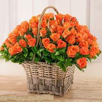 Basket of Orange Roses