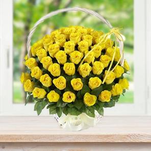 100 Yellow Roses Basket 100 Yellow Roses Basket