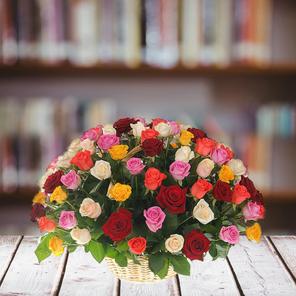 Multicolor Roses Basket Multicolor Roses Basket