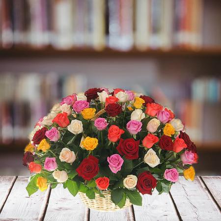 Multicolor Roses Basket
