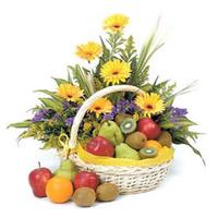Beautiful Basket of Fruits and Flowers