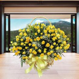 Light Yellow Rose Basket