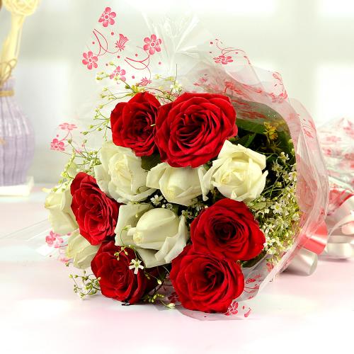 Red and White Rose Bouquet