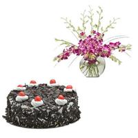 Eggless Black Forest Cake and Orchids