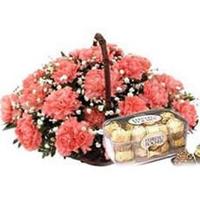 24 Pink Carnations and 16 Fererro Rocher