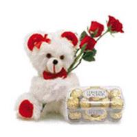 Teddy with Roses and Rocher