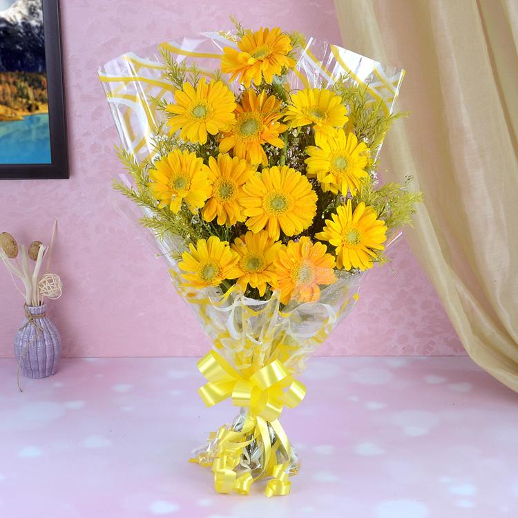 12 Yellow Gerberas Bunch