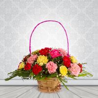 24 Carnations in Basket