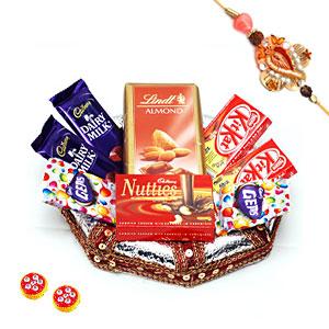 Chocolates in Octagon Tray with Rakhi