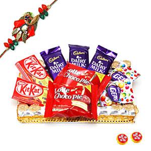 Tray full of Chocolates with Rakhi