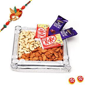 Dry Fruits & Chocolates Hamper with Rakhi