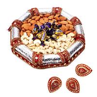 Tray with Eclairs & Nuts With Diyas