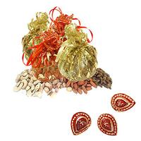 Dry Fruits Bunch with Diyas