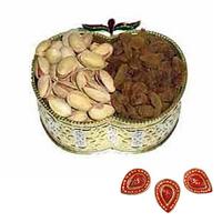 Apple Dryfruits Box with Diyas