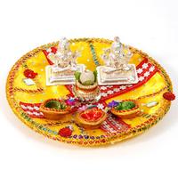 Colorful Thali with holy Idols