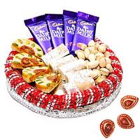 Delicious Sweets Tray with Diyas