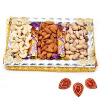 Dry fruits and 5 Star Combo Pack with Diyas