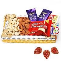 Dry fruit and Chocolate Combo Pack with Diyas