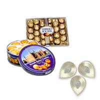 Mouth-watering Hamper with Diyas