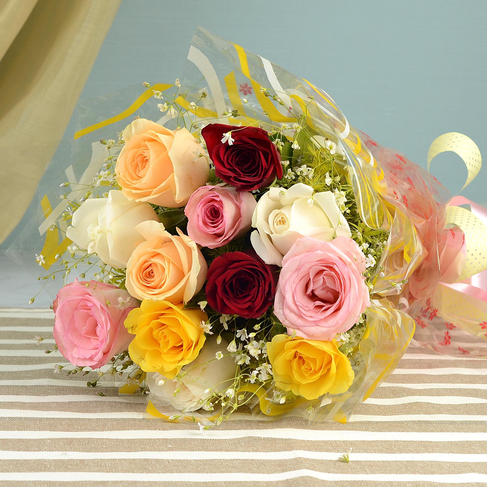 Multicoloured Roses Bunch | Roses to India