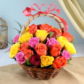 36 multicolour Rose Basket 36 multicolour Rose Basket