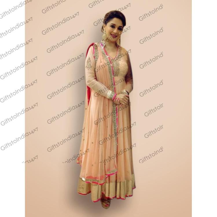 Sparkling Peach Puff Anarkali