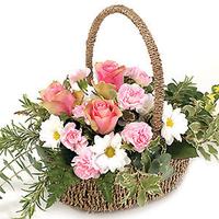 White and Pink Flower Basket