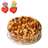 Lovely Dry Fruits Hamper with Rose Hearts
