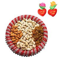 Enticing Dry Fruits Thali with Rose Hearts