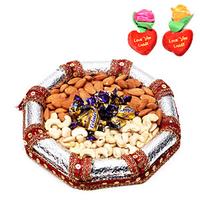 Tray with Eclairs & Nuts with Rose Hearts