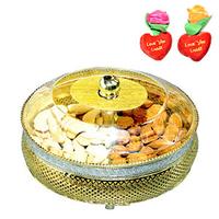 Delightful Dry fruit Box with Rose Hearts