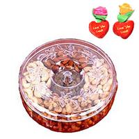 Dry Fruits In A Fancy Box with Rose Hearts