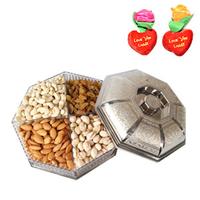 Mixture of Dry fruits  with Rose Hearts