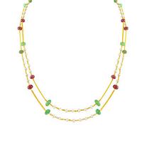 Gold Necklace with Ruby Emarald
