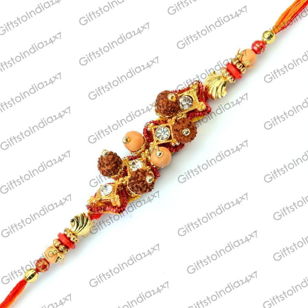 Attaractive Rudraksh Rakhi | Cheap Rakhi