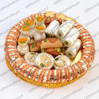 Gorgeous Round Shaped Thali With Sweets