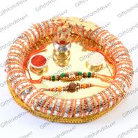 Traditional Thali with Two Rakhi Threads