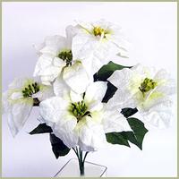 White Poinsettia Bunch - 7 flowers