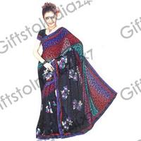 Half Net Half Brasso Saree with Zardosi work