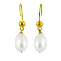 White Beauty Gold Pearl Earrings