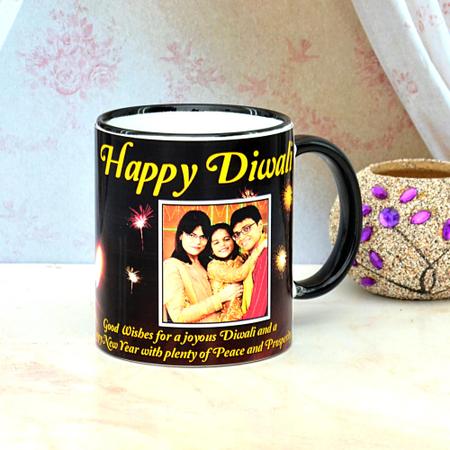 Black Colored Diwali Mug