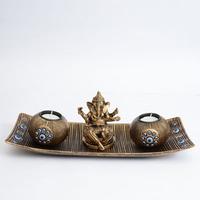 Brass Look Ganesha With Candles
