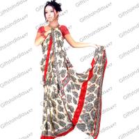 Black and White With Red Saree