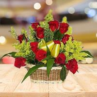 Lovely Red Roses in a cane basket