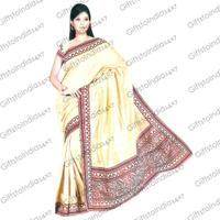 Light Yellow Colored Motka Saree