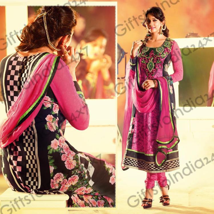 Ravishing Brown & Pink Salwar Kameez