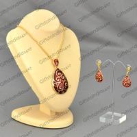 Red Drop Earrings and Necklace Set